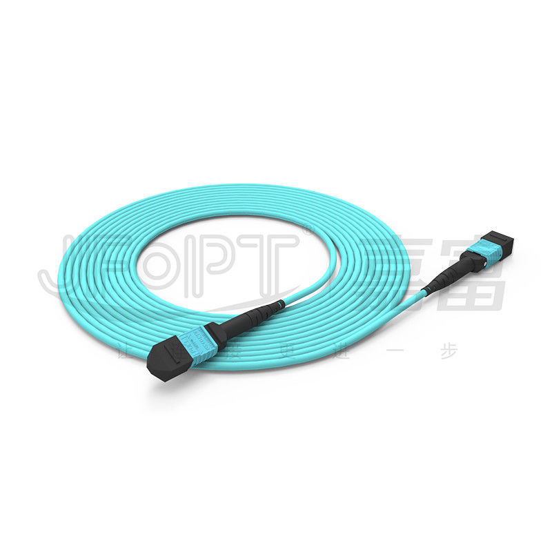 3.0mm LSZH Kern-Faser-Pullover OM3 OM4 OM5 des Aqua-MTP Verbindungskabel-16 in mehreren Betriebsarten