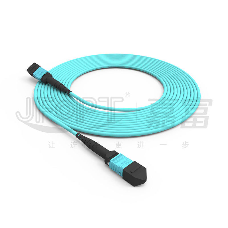 3.0mm LSZH Kern-Faser-Pullover OM3 OM4 OM5 des Aqua-MTP Verbindungskabel-16 in mehreren Betriebsarten