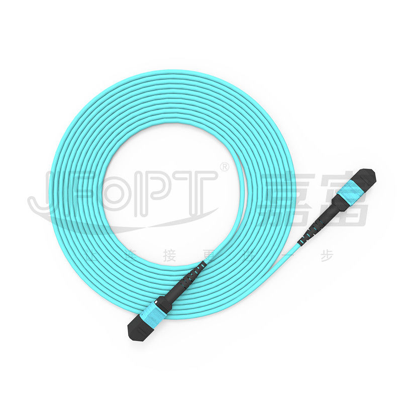 3.0mm LSZH Kern-Faser-Pullover OM3 OM4 OM5 des Aqua-MTP Verbindungskabel-16 in mehreren Betriebsarten