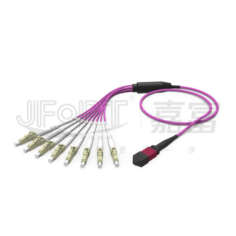 MPO - LC-Ausbruch-Verbindungskabel 2.0mm Fanout LC DX mit Clip Millimeterstandardverlust-Zwinge