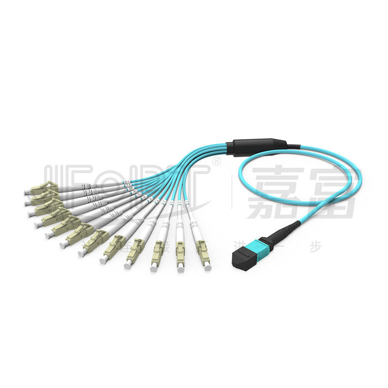 MPO - LC-Ausbruch-Verbindungskabel 2.0mm Fanout LC DX mit Clip Millimeterstandardverlust-Zwinge