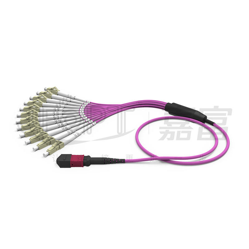 MPO - LC-Ausbruch-Verbindungskabel 2.0mm Fanout LC DX mit Clip Millimeterstandardverlust-Zwinge