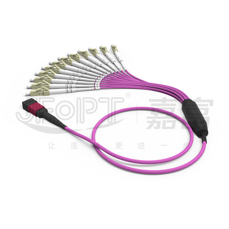 MPO - LC-Ausbruch-Verbindungskabel 2.0mm Fanout LC DX mit Clip Millimeterstandardverlust-Zwinge