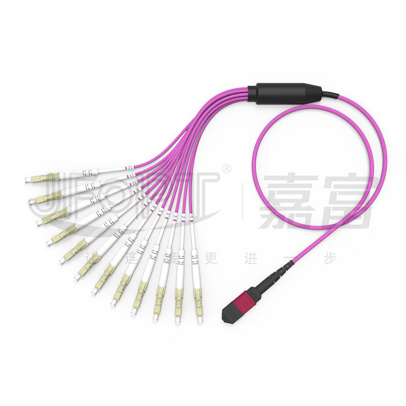 MPO - LC-Ausbruch-Verbindungskabel 2.0mm Fanout LC DX mit Clip Millimeterstandardverlust-Zwinge