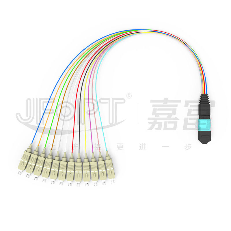 0.3m OM3 MPO Ausbruch-Kabel in mehreren Betriebsarten MPO/PC - dämpfungsärmes 0.9mm Niederlassungs-Verbindungskabel Sc/APC