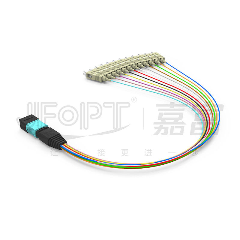 0.3m OM3 MPO Ausbruch-Kabel in mehreren Betriebsarten MPO/PC - dämpfungsärmes 0.9mm Niederlassungs-Verbindungskabel Sc/APC