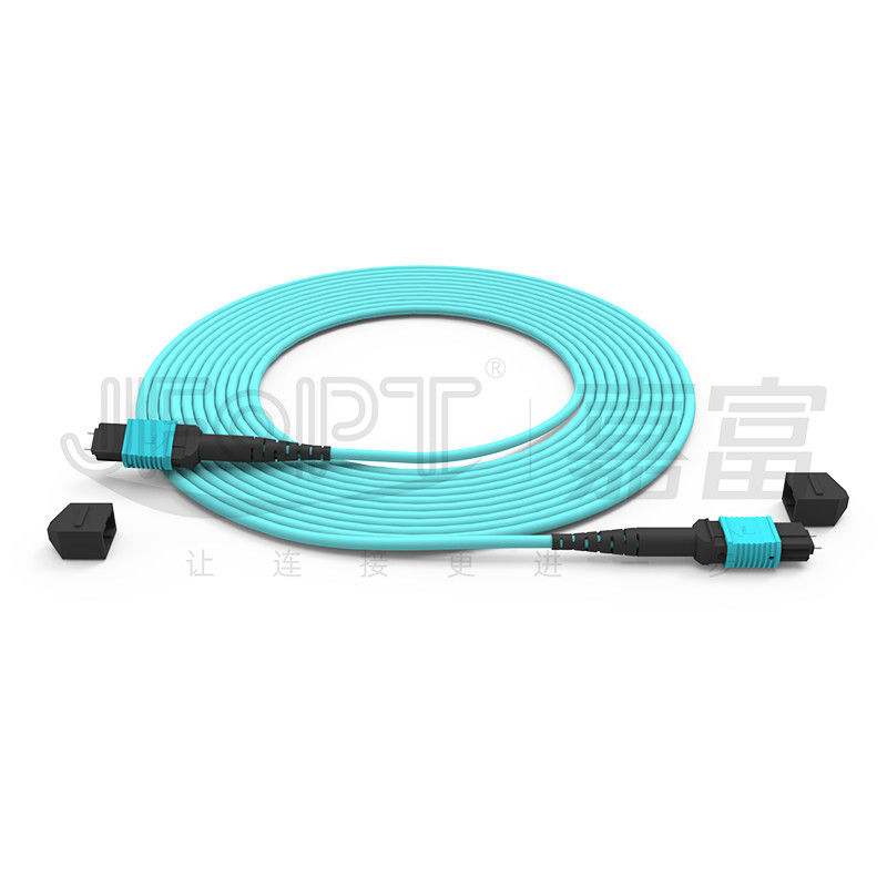 12 Kerne Geschwindigkeit MPO Patch Cord Aqua Farbe für Datencenterverbindung 10G Multi-Mode OM3 Glasfaser Patch Cord