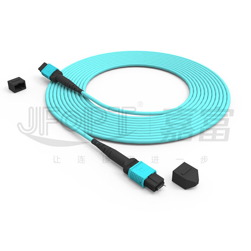 12 Kerne Geschwindigkeit MPO Patch Cord Aqua Farbe für Datencenterverbindung 10G Multi-Mode OM3 Glasfaser Patch Cord