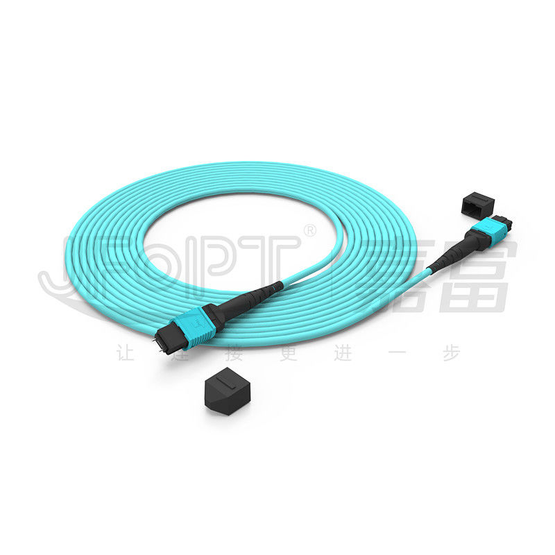 12 Kerne Geschwindigkeit MPO Patch Cord Aqua Farbe für Datencenterverbindung 10G Multi-Mode OM3 Glasfaser Patch Cord