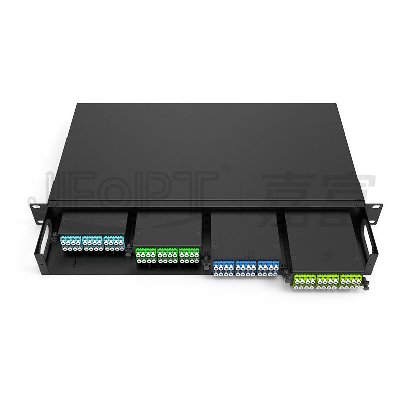 19 Zoll 1U 96 Kern 4 Stück Modulbox MPO Patch Panel ODF mit Standarddrahtsequenz LC Metallrack montiert
