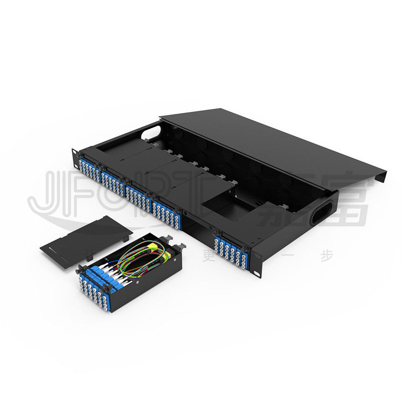 1U MPO-LC G657A1 144 Kerne Dichte Hohe Dichte Verbindungskiste mit LC-Adapter kaltgewalztes Stahlwerk