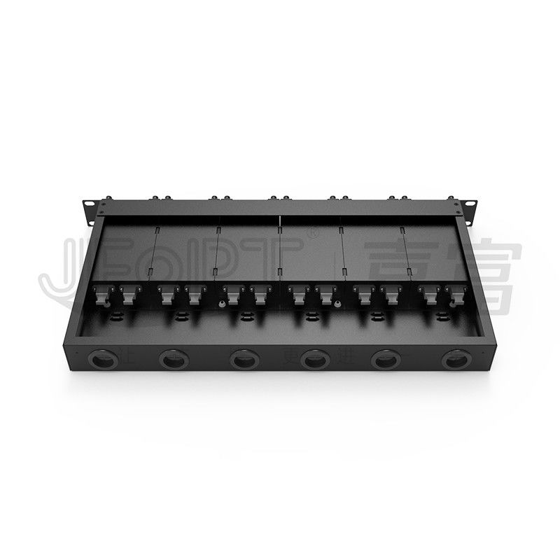 1U MPO-LC G657A1 144 Kerne Dichte Hohe Dichte Verbindungskiste mit LC-Adapter kaltgewalztes Stahlwerk