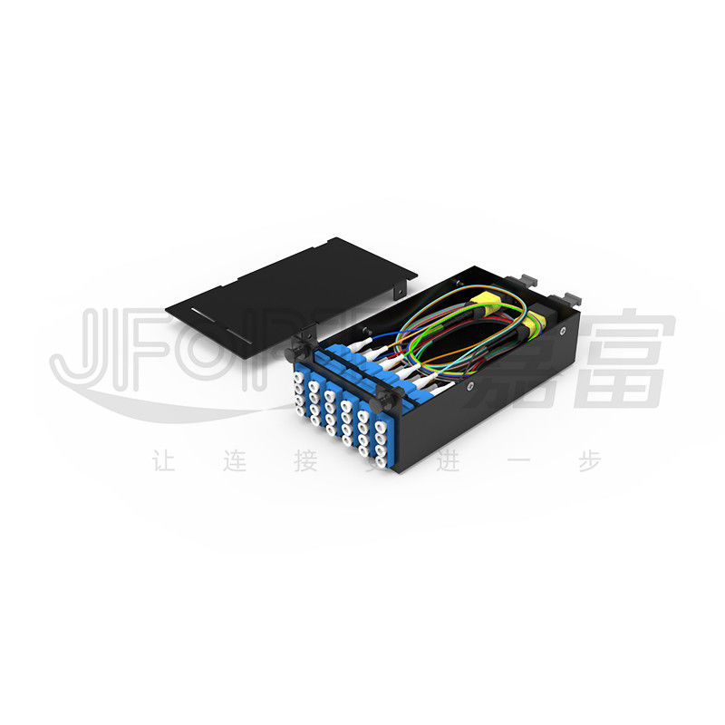 1U MPO-LC G657A1 144 Kerne Dichte Hohe Dichte Verbindungskiste mit LC-Adapter kaltgewalztes Stahlwerk