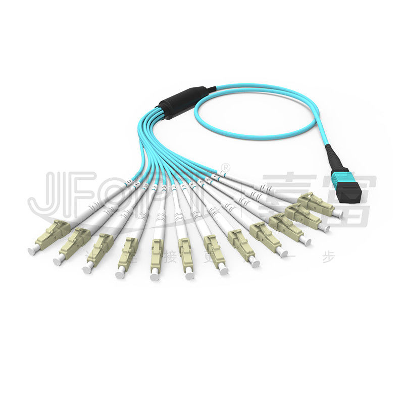 MPO Patch Cord OM3 OM4 MPO-LC Breakout Kabel 1 3 5 10 Meter LSZH/PVC Jacke 850/1300nm Aqua